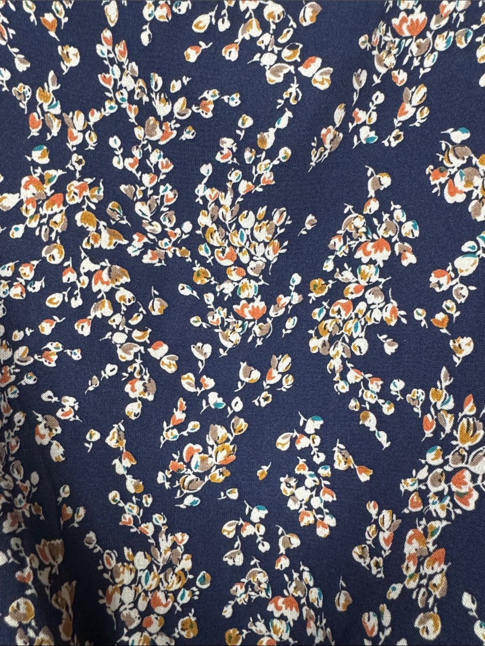 Navy Floral Puff-Sleeve Peplum Blouse - Picture 2 of 6